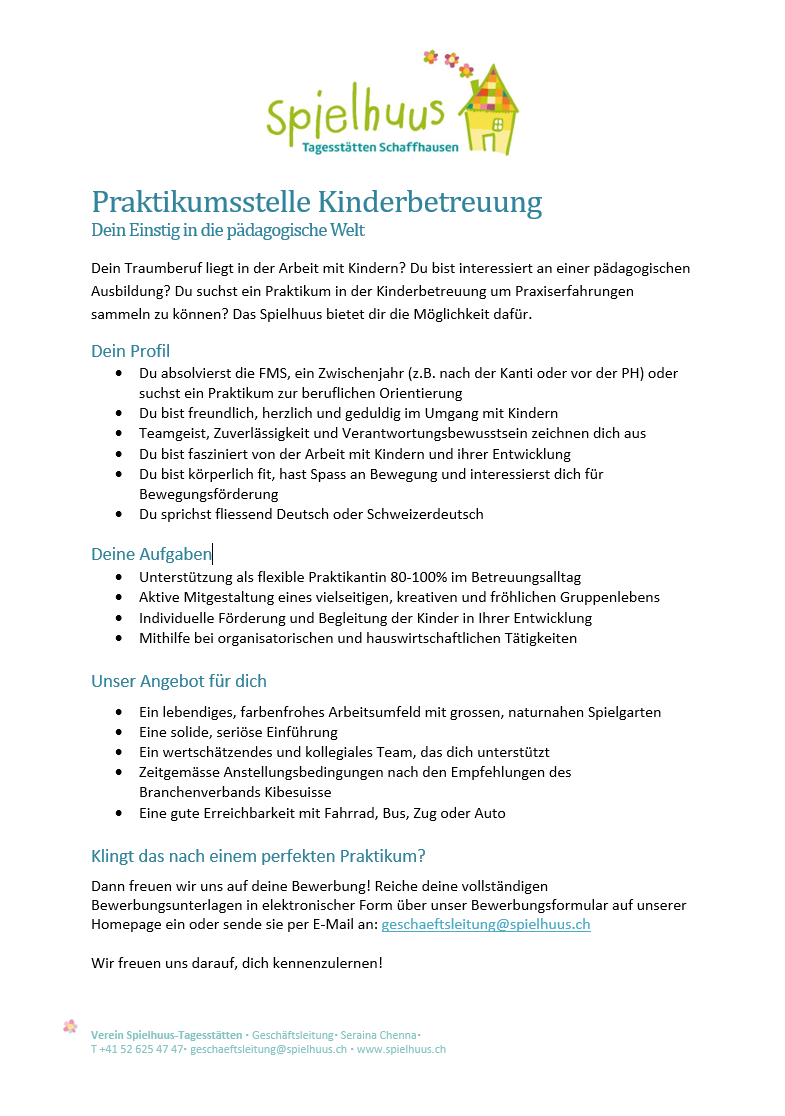Praktikumsstelle April 2025