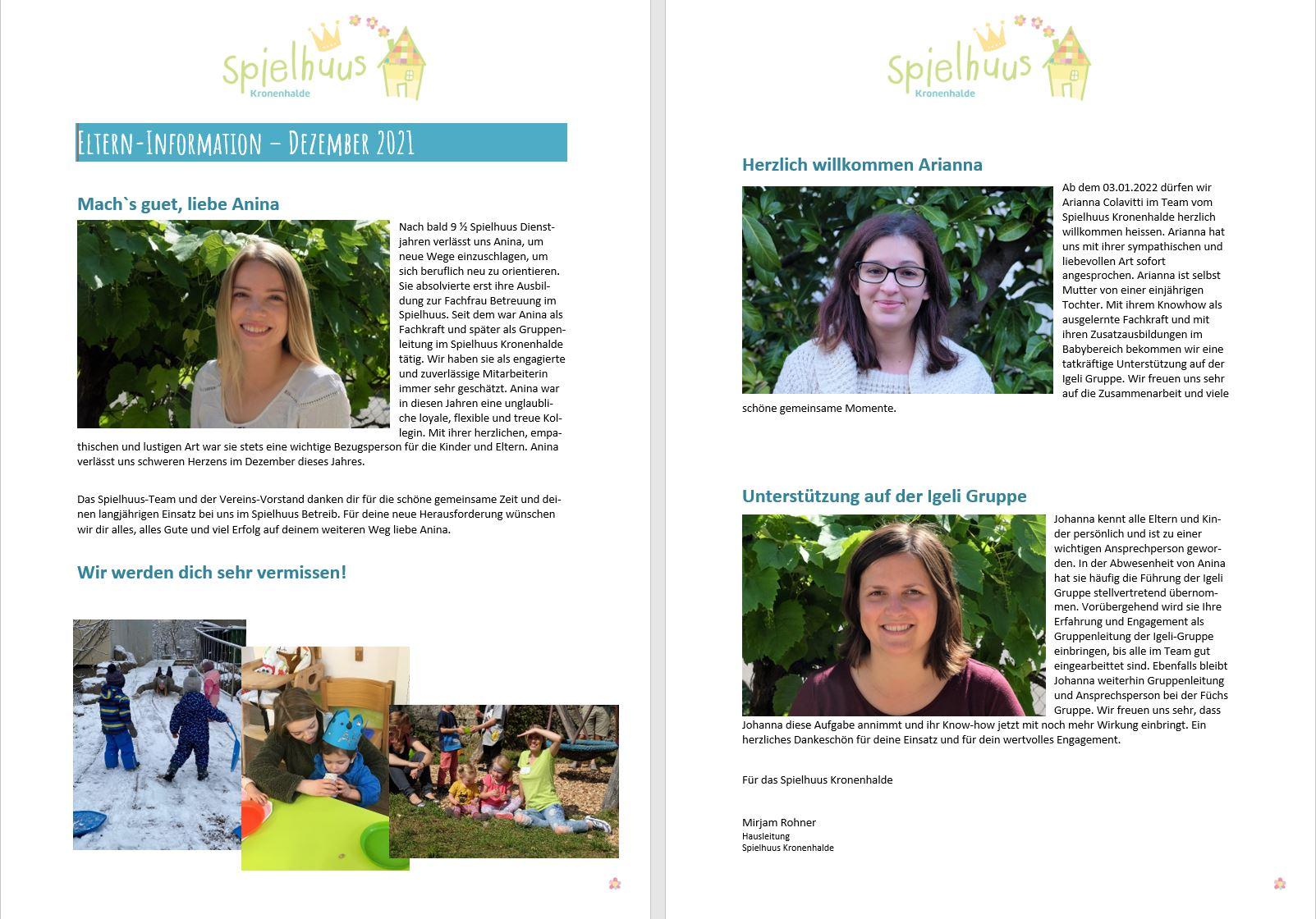 Newsletter Kronenhalde 12.2021